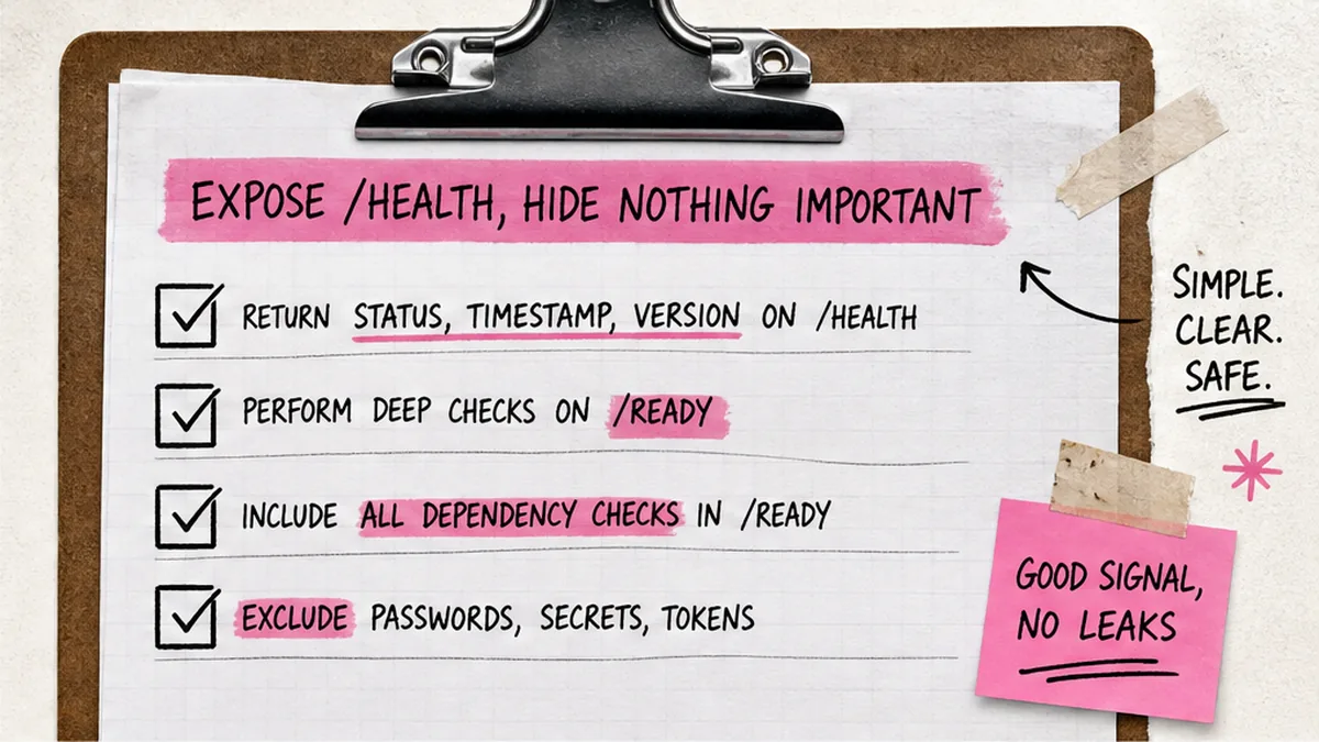 Checklist board: what FastAPI /health exposes and hides