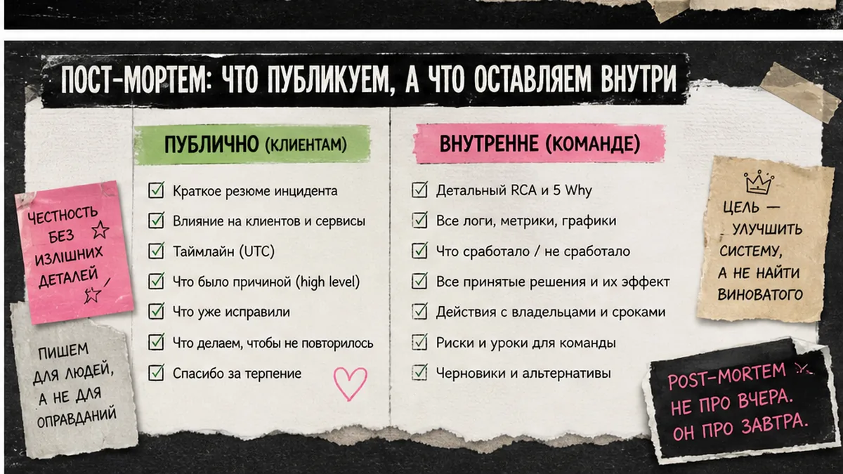 Публичное vs внутреннее в post-mortem