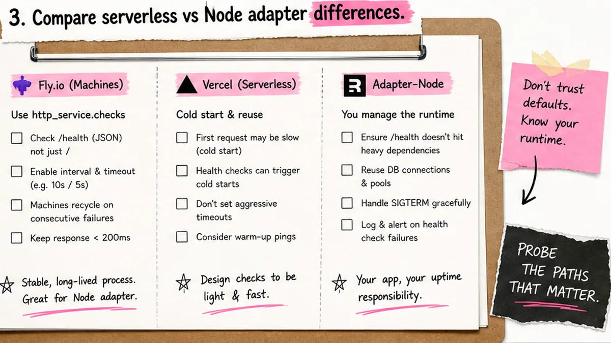Checklist board: serverless vs Node adapter differences