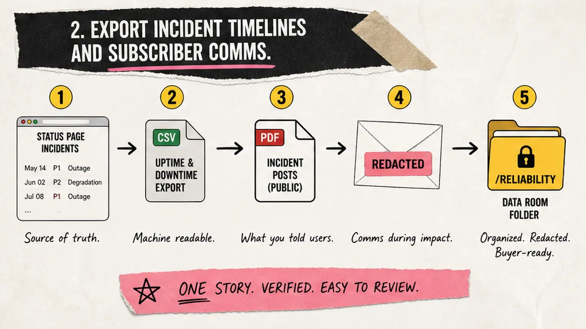 Workflow diagram: exporting incident timelines and subscriber comms
