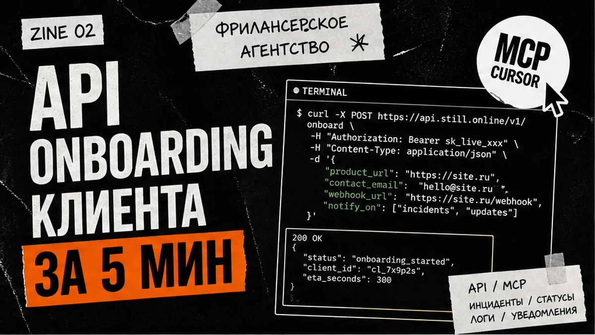 Обложка: REST API uptime monitoring для автоматического онбординга фриланс-клиентов
