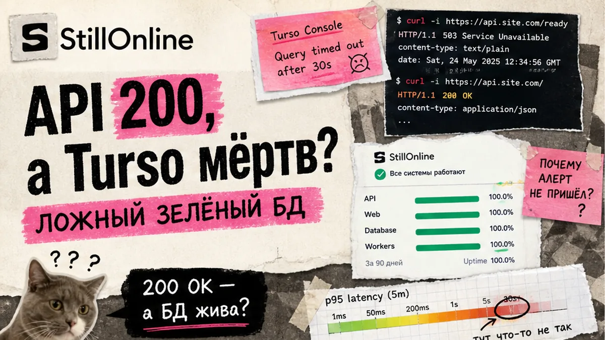 StillOnline: API зелёный, libSQL Turso недоступен — ложный зелёный мониторинг БД