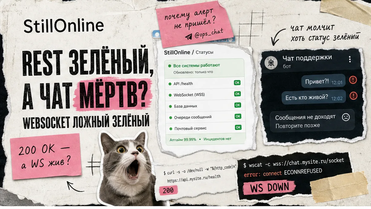 StillOnline: REST uptime зелёный, а WebSocket чат мёртв — ложный зелёный мониторинг